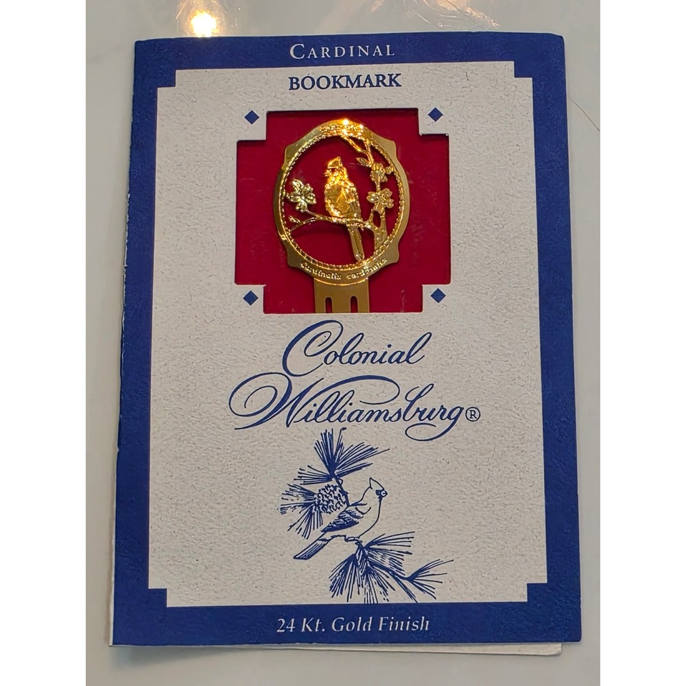 Colonial Williamsburg Cardinal Bookmark 24 Kt Gold Finish GoldMarks 1994 USA